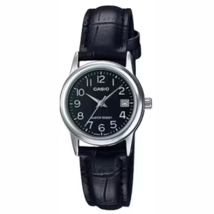 Casio General LTP-V002L-1BUDF Black Leather Band Women Watch